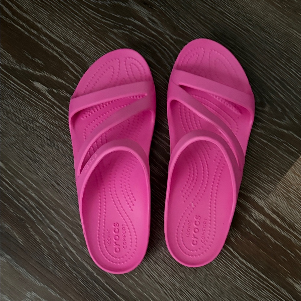 CROCS Fuchsia Slide Sandals - Picture 3 of 3